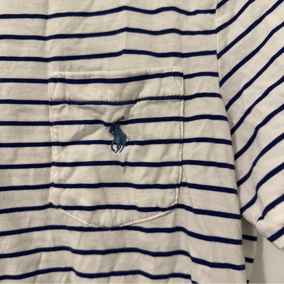 Polo Ralph Lauren Blue White Stripe Crew Neck T- Shirt Size Medium Women’s - Picture 4 of 8